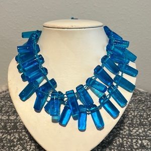 Blue glass handmade loose choker necklace
